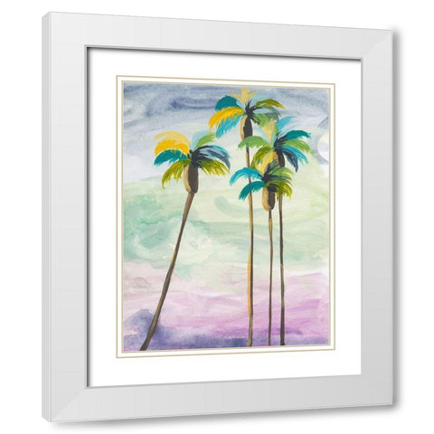Four Palms No. 2 White Modern Wood Framed Art Print with Double Matting by Weiss, Jan