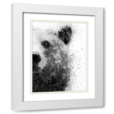 Bear At Attention White Modern Wood Framed Art Print with Double Matting by Wong, Brandon