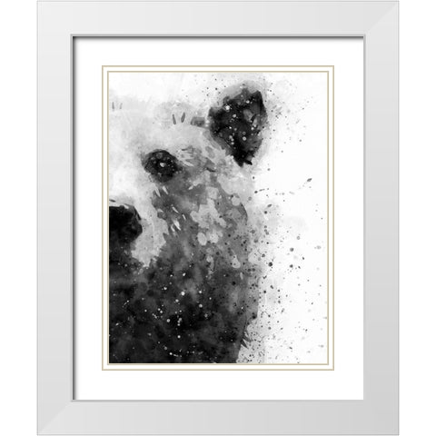 Bear At Attention White Modern Wood Framed Art Print with Double Matting by Wong, Brandon