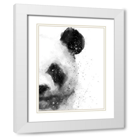 Panda At Attention White Modern Wood Framed Art Print with Double Matting by Wong, Brandon