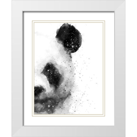 Panda At Attention White Modern Wood Framed Art Print with Double Matting by Wong, Brandon
