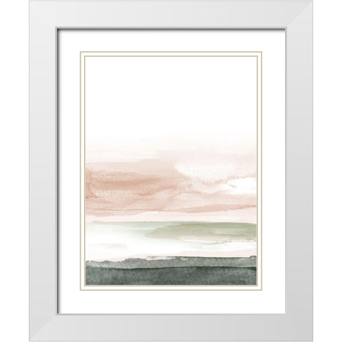Pink Blush Landscape No. 1 White Modern Wood Framed Art Print with Double Matting by Wong, Brandon