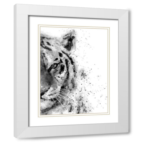 Tiger At Attention White Modern Wood Framed Art Print with Double Matting by Wong, Brandon