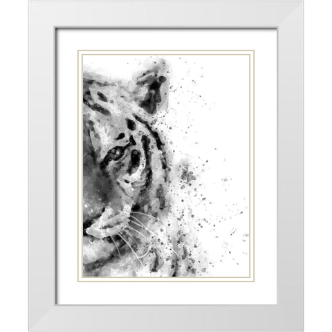 Tiger At Attention White Modern Wood Framed Art Print with Double Matting by Wong, Brandon