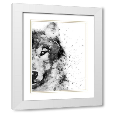 Wolf At Attention White Modern Wood Framed Art Print with Double Matting by Wong, Brandon