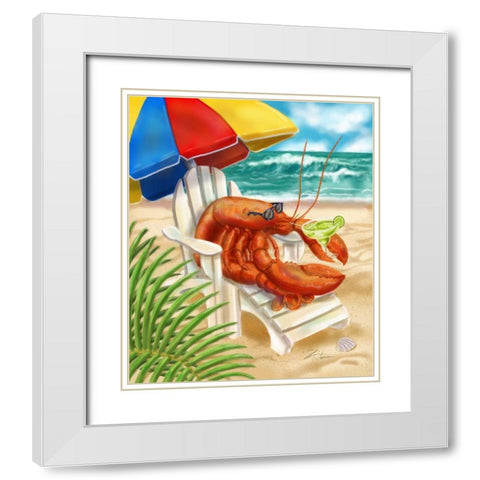 Beach Friends - Lobster White Modern Wood Framed Art Print with Double Matting by Warren, Shari