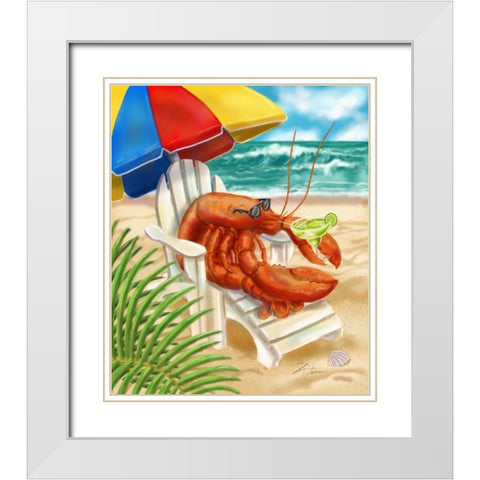 Beach Friends - Lobster White Modern Wood Framed Art Print with Double Matting by Warren, Shari