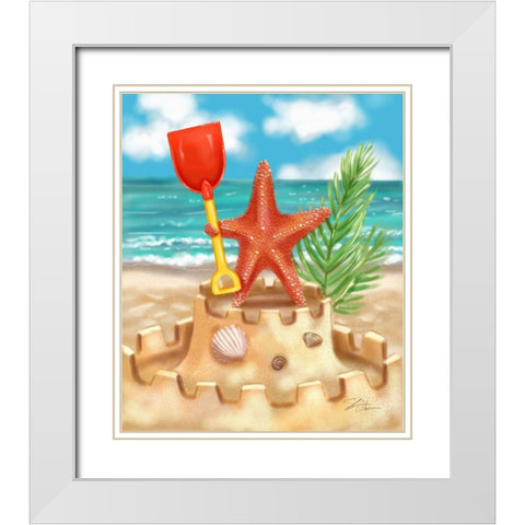 Beach Friends - Starfish White Modern Wood Framed Art Print with Double Matting by Warren, Shari