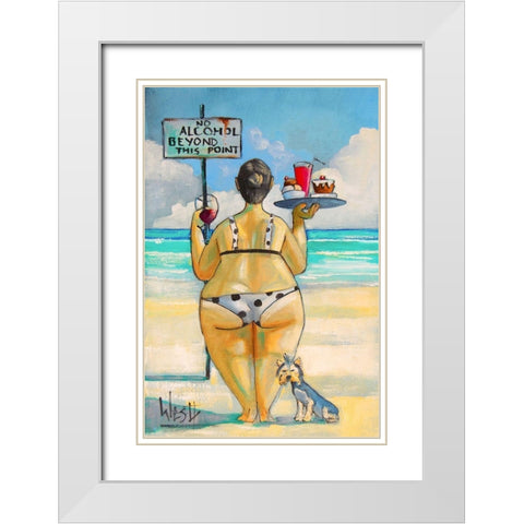 No Alcohol Beyond This Point White Modern Wood Framed Art Print with Double Matting by West, Ronald