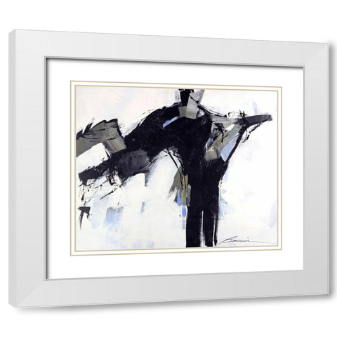 Leap Frog White Modern Wood Framed Art Print with Double Matting by Wild, Beau