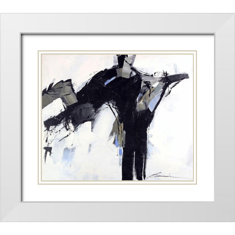 Leap Frog White Modern Wood Framed Art Print with Double Matting by Wild, Beau