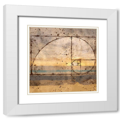 Fibonacci Shell White Modern Wood Framed Art Print with Double Matting by Wiley, Marta