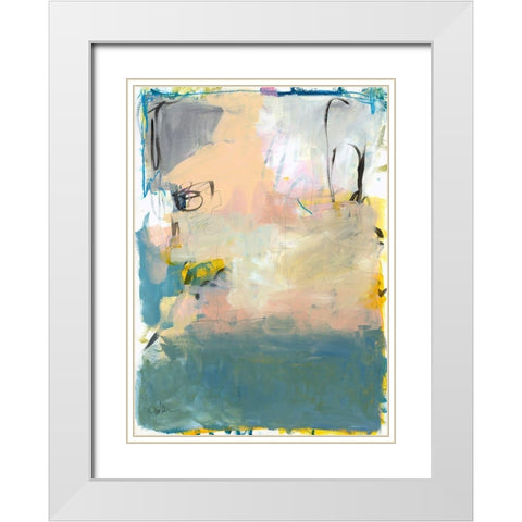 Blue Fade No. 1 White Modern Wood Framed Art Print with Double Matting by Weiss, Jan