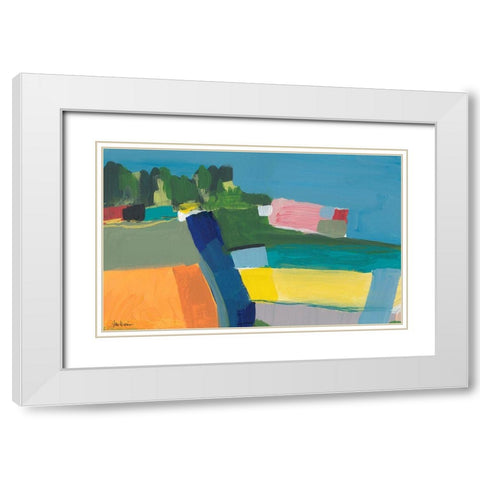 Small Town On a Hill No. 2 White Modern Wood Framed Art Print with Double Matting by Weiss, Jan