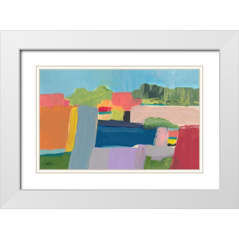 Small Town On a Hill No. 3 White Modern Wood Framed Art Print with Double Matting by Weiss, Jan