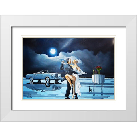 Date Night III White Modern Wood Framed Art Print with Double Matting by West, Ronald