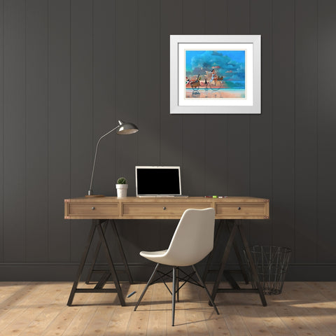 Moving White Modern Wood Framed Art Print with Double Matting by West, Ronald