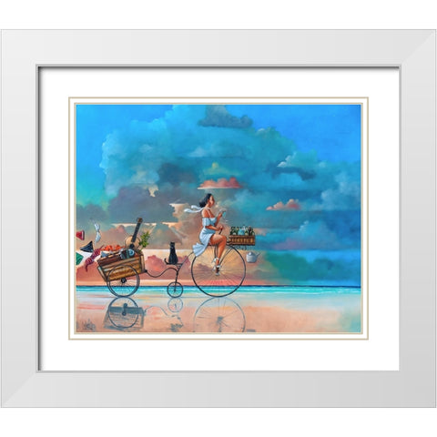 Moving White Modern Wood Framed Art Print with Double Matting by West, Ronald