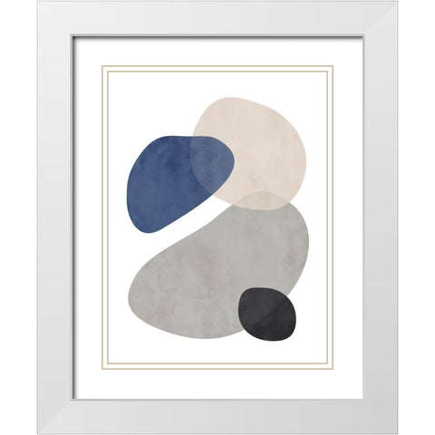 Stone No. 1 White Modern Wood Framed Art Print with Double Matting by Wong, Brandon
