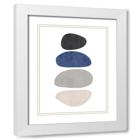 Stone No. 2 White Modern Wood Framed Art Print with Double Matting by Wong, Brandon
