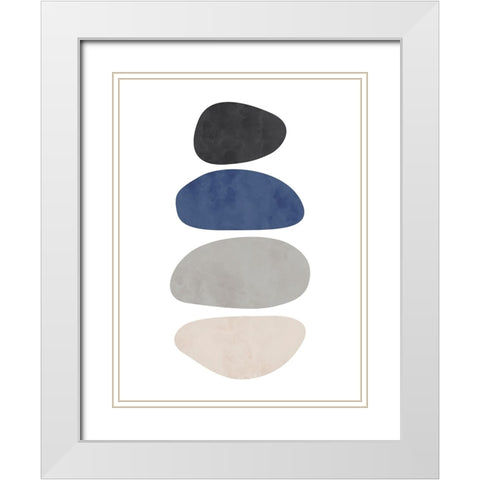 Stone No. 2 White Modern Wood Framed Art Print with Double Matting by Wong, Brandon