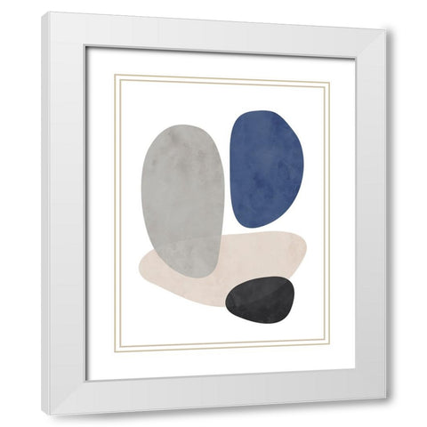 Stone No. 3 White Modern Wood Framed Art Print with Double Matting by Wong, Brandon