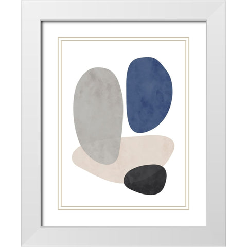 Stone No. 3 White Modern Wood Framed Art Print with Double Matting by Wong, Brandon