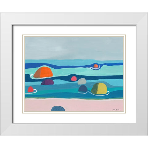 Marine Layers No. 3 White Modern Wood Framed Art Print with Double Matting by Weiss, Jan