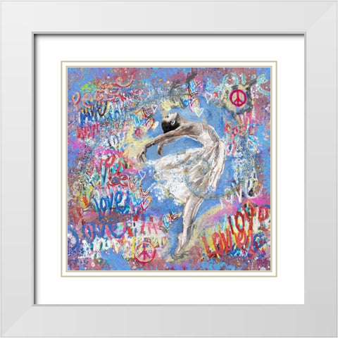 Graffiti Ballerina 1 White Modern Wood Framed Art Print with Double Matting by Wiley, Marta