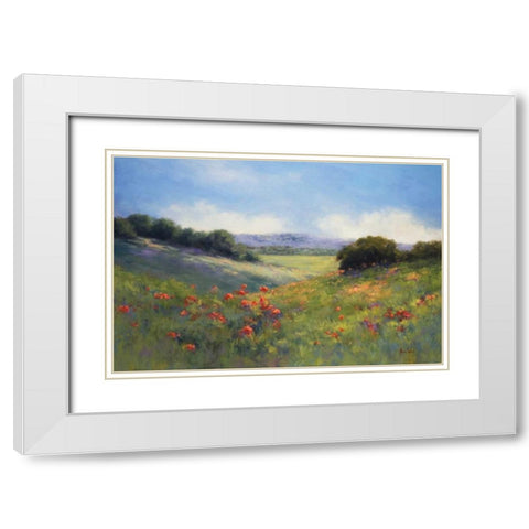 Poppies with a View White Modern Wood Framed Art Print with Double Matting by Weil, Alice