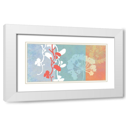Coral Flowers White Modern Wood Framed Art Print with Double Matting by Weiss, Jan