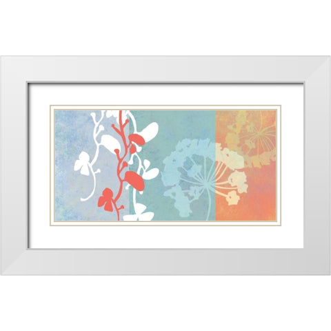 Coral Flowers White Modern Wood Framed Art Print with Double Matting by Weiss, Jan