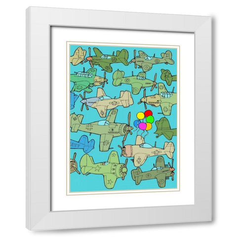 Odd Ones - Balloons White Modern Wood Framed Art Print with Double Matting by Wilson, Duncan