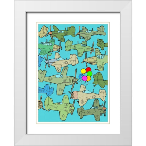 Odd Ones - Balloons White Modern Wood Framed Art Print with Double Matting by Wilson, Duncan