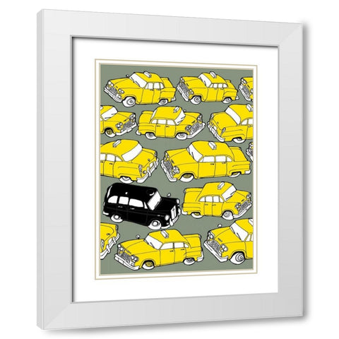 Odd Ones - Black Cab White Modern Wood Framed Art Print with Double Matting by Wilson, Duncan