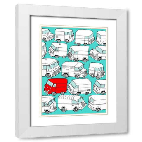Odd Ones - Red Van White Modern Wood Framed Art Print with Double Matting by Wilson, Duncan