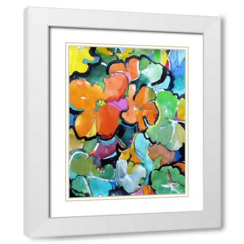Nasturtiums White Modern Wood Framed Art Print with Double Matting by Weil, Emily