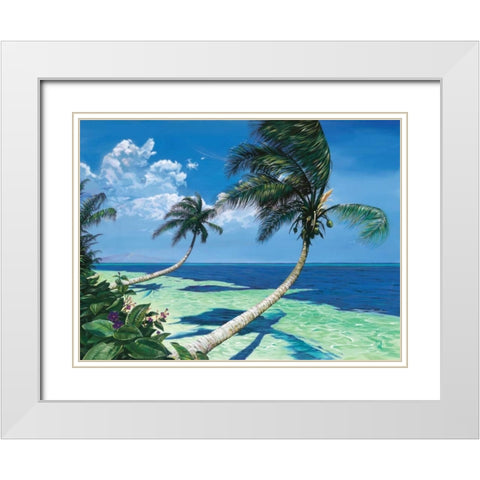Beckoning Palms White Modern Wood Framed Art Print with Double Matting by Westmoreland, Scott