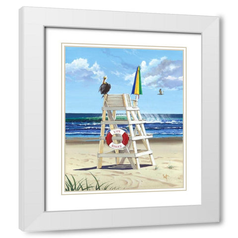 Pelican Perch White Modern Wood Framed Art Print with Double Matting by Westmoreland, Scott