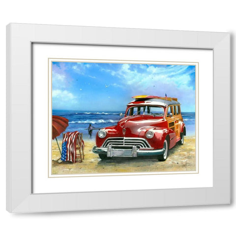 Surfinâ€™ USA White Modern Wood Framed Art Print with Double Matting by Westmoreland, Scott