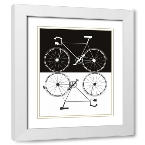 Two Bikes White Modern Wood Framed Art Print with Double Matting by Weiss, Jan