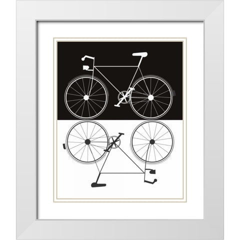 Two Bikes White Modern Wood Framed Art Print with Double Matting by Weiss, Jan