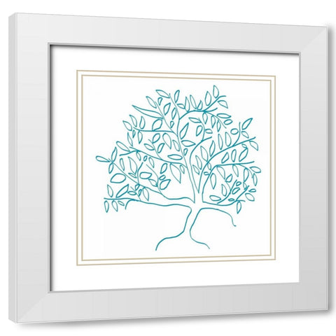 A Teal Tree White Modern Wood Framed Art Print with Double Matting by Weiss, Jan