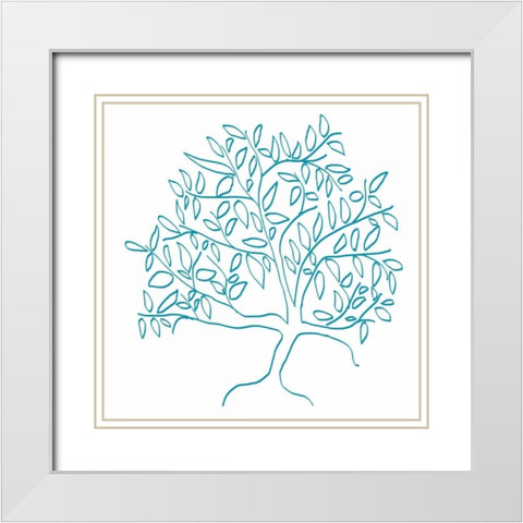 A Teal Tree White Modern Wood Framed Art Print with Double Matting by Weiss, Jan