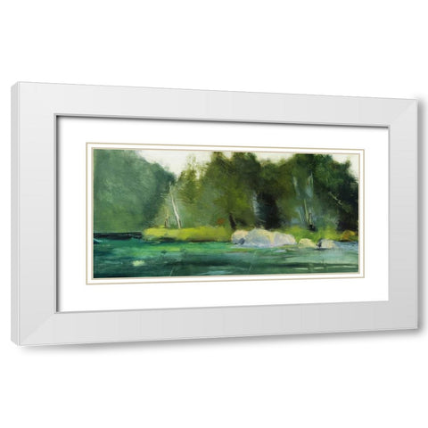 Lily Pond and Dark Woods White Modern Wood Framed Art Print with Double Matting by Wakefield, Martha