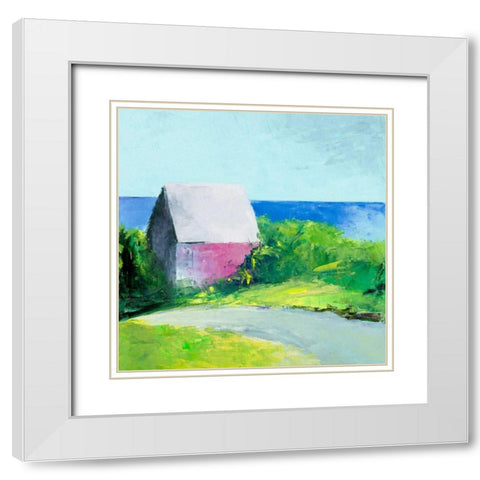 Pink House White Modern Wood Framed Art Print with Double Matting by Wakefield, Martha