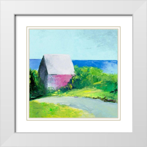 Pink House White Modern Wood Framed Art Print with Double Matting by Wakefield, Martha