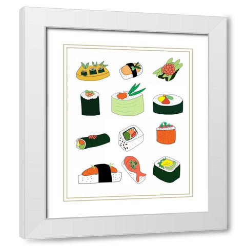 Sushi Set White Modern Wood Framed Art Print with Double Matting by Weiss, Jan
