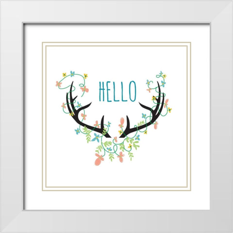 Hello White Modern Wood Framed Art Print with Double Matting by Weiss, Jan