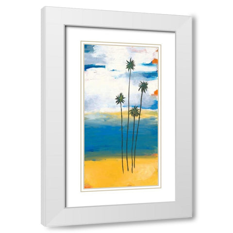 Four Palms White Modern Wood Framed Art Print with Double Matting by Weiss, Jan
